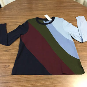 Ann Taylor Sweater w Multi-Colored Slanted Stripes